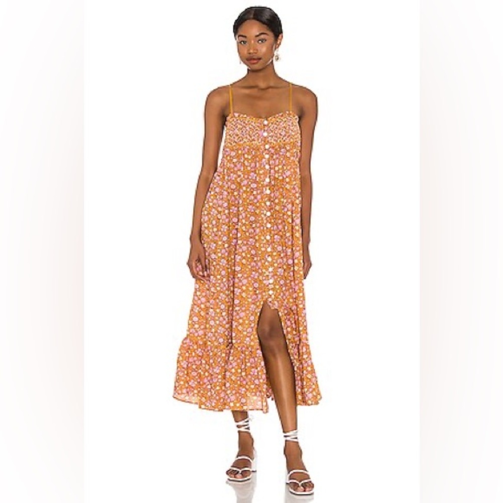 FREE PEOPLE XS Molly Jo Midi Dress in Garden Combo